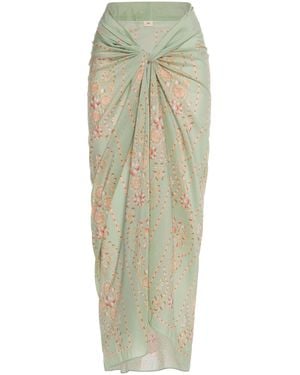 Agua Bendita Lavanda Playa Cotton-Silk Pareo - White
