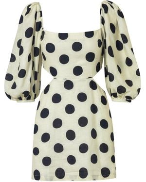 Cala De La Cruz Guapi Pola-Dot Linen Mini Dress - White