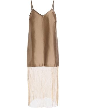 Chan Luu Exclusive La Isla Taffeta And Mesh Slip Dress - Natural