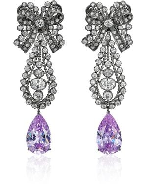 Anabela Chan 18K And Rhodium Vermeil Lilac Dentelle Bow Earrings - Purple