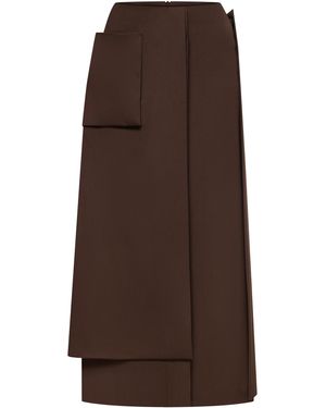 DI STAVNITSER Gentleman Wool Maxi Skirt - Brown