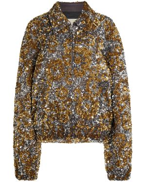 Dries Van Noten Vinnia Sequinned Bomber Jacket - Metallic