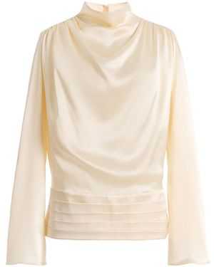 Kallmeyer Thea Cummerbund Silk Charmeuse Top - Natural