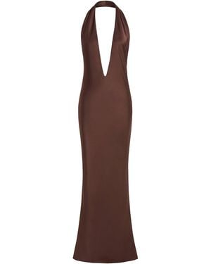 16Arlington Maren Bias-Cut Satin Gown - Brown