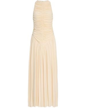 De La Vali Exclusive Cyclone Ruched Jersey Midi Dress - Natural