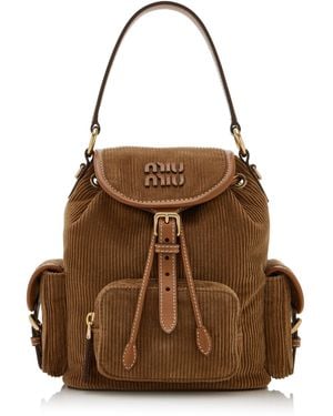 Miu Miu Small Corduroy Backpack - Brown