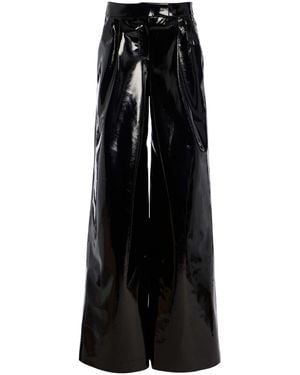 LAQUAN SMITH Patent Leather Wide-Leg Pants - Black