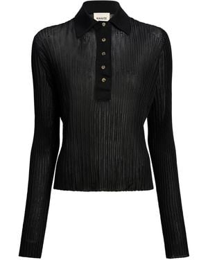 KHAITE Vin Ribbed Sheer Top - Black