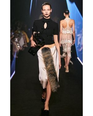 Georges Hobeika Fur Detailed Pencil Skirt - Black