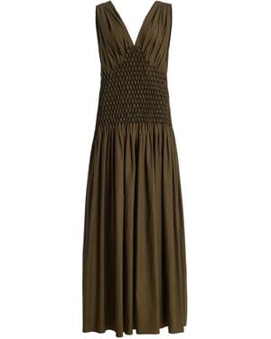 KHAITE Nola Pleated Cotton Maxi Dress - Natural