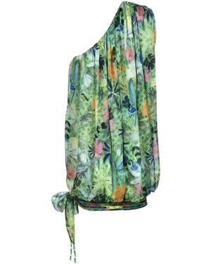 Francesca Miranda Oasis Bubble-Hem Silk-Organza Mini Dress - Green