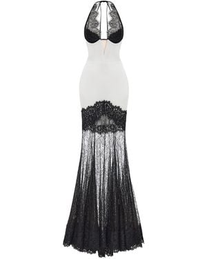 Rasario Lace-trimmed Satin Maxi Dress - White