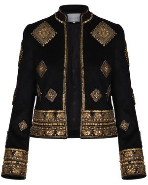 Johanna Ortiz La Interprete Embellished Wool-Blend Jacket - Black