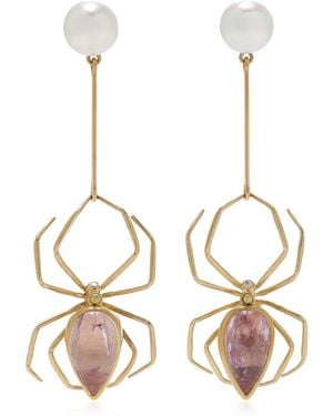 Annette Ferdinandsen Enchanted Spider 18K Multi-Stone Earrings - White