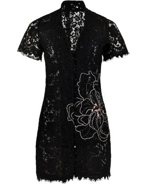 Francesca Miranda Moonlace Embroidered Cotton Mini Dress - Black