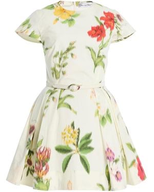 Oscar de la Renta Floral-Printed Stretch Cotton-Poplin Mini Dress - White