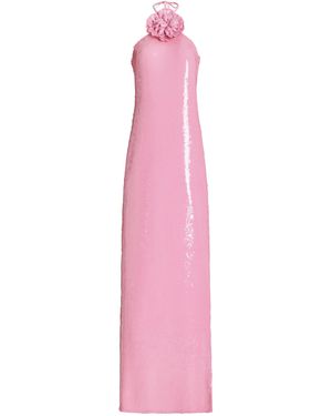 Rodarte Floral-appliquéd Sequined Halter Gown - Pink