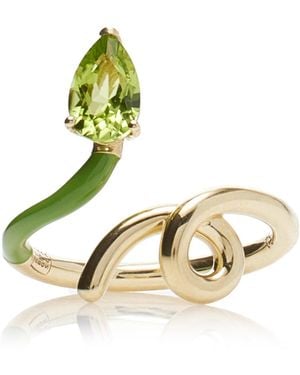 Bea Bongiasca Enameled 9k Yellow Gold Peridot Half Ring - Green