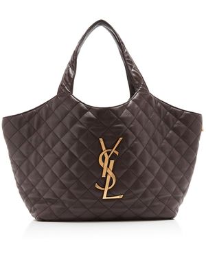 Saint Laurent Icare Medium Leather Tote - Brown