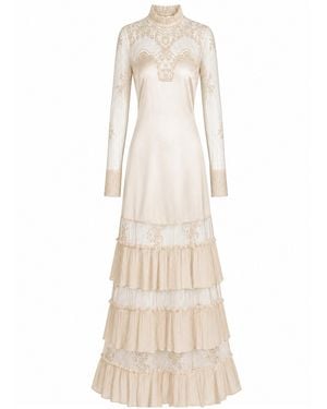 Sleeping with Jacques Emily Silk Lace Maxi Dress - Natural