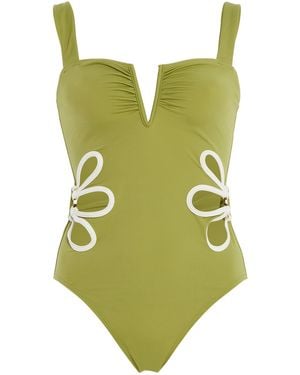 Follow Suit Exclusive The Flora Cutout One-Piece Swimsuit - Green