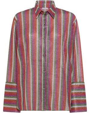 Oséree Lolita Striped Metallic Shirt - Red