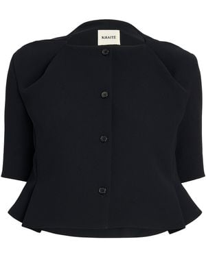 KHAITE Franc Crepe Peplum Jacket - Blue