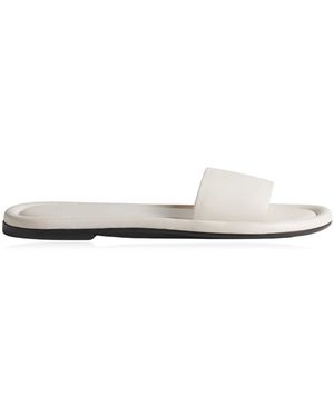 Co. Leather Slide Sandals - White