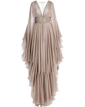 Harithand Nerina Ruffled Silk Georgette Maxi Dress - Natural