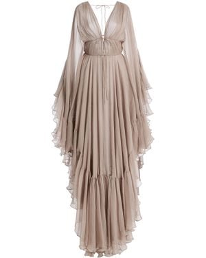 Harithand Nerina Ruffled Silk Georgette Maxi Dress - Natural