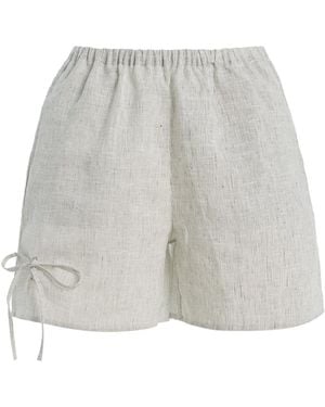 Deiji Studios Eyelet Striped Linen Shorts - White