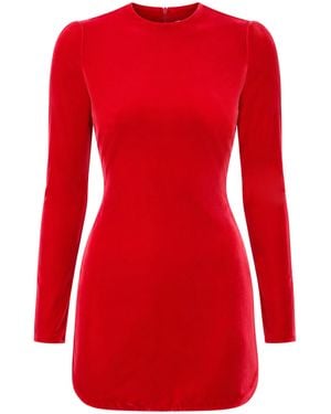 Alaïa Cinched Velvet Mini Dress - Red