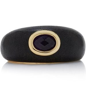Eddie Borgo Callie 12K-Plated Brass Ebony And Amethyst Ring - Black
