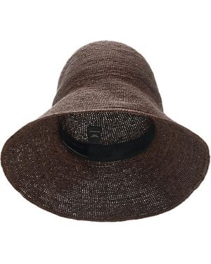 Janessa Leone Teagan Raffia Straw Bucket Hat - Brown