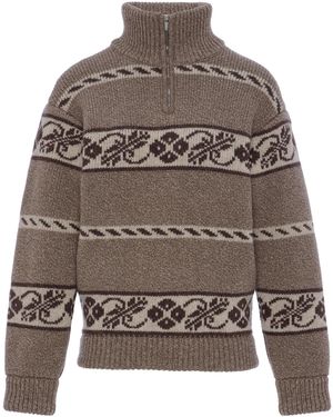 Magda Butrym Patterned Wool Turtlneck Jumper - Brown