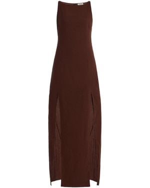 STAUD Costa Linen-Blend Maxi Dress - Brown
