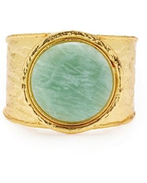 Sylvia Toledano Sphere Golden Brass Amazonite Cuff - Green