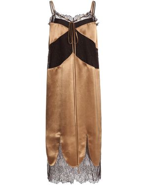 Ferragamo Lace-Trimmed Midi Dress - Natural