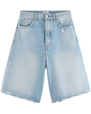 ARAKII Bermuda Oversized Cotton Midi Shorts Exclusive - Blue