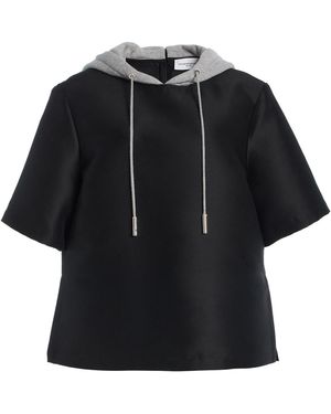 Brandon Maxwell The Aine Hooded Wool-Silk Top - Black