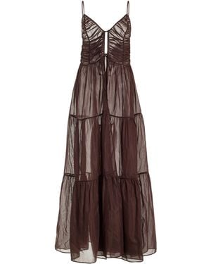 Moré Noir Maeve Cotton-silk Voile Dress - Brown