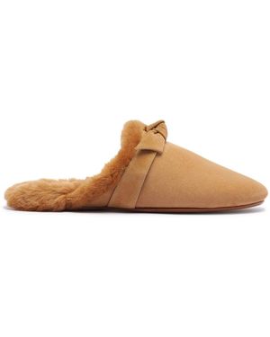 Alexandre Birman Clarita Babouche Shearling Mules - Brown
