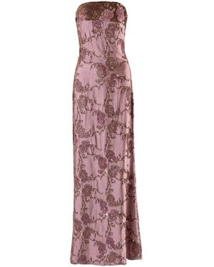 La Fuori Rose Noir Silk-Lurex Gown - Purple