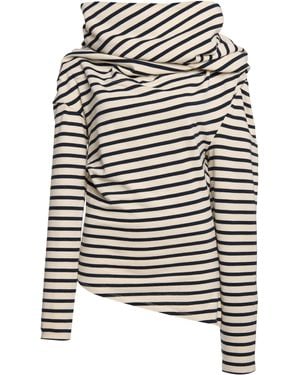 A.W.A.K.E. MODE Striped Cotton Jersey Cowl-Neck Top - Multicolour