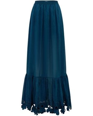 LEO LIN Floria Applique Maxi Skirt - Blue