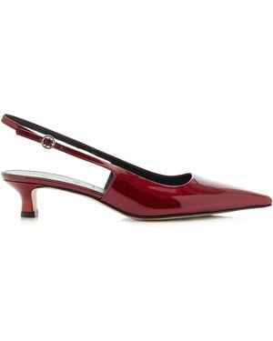 Aeyde Catrina Metallic Patent Leather Slingback Court Shoes - Red
