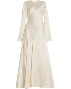 Moré Noir Julia Textured Silk-satin Maxi Dress - Natural