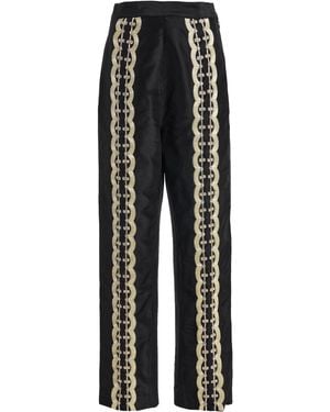 Kallmeyer Nadja Embellished Silk Straight-Leg Trousers - Black