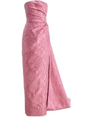 Monique Lhuillier Draped Cotton-Blend Jacquard Gown - Pink