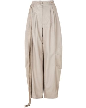 MAZ Manuela Álvarez Baggy Leather Fringe Trousers - White